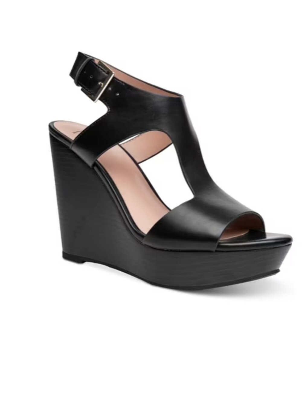 INC Women Platform Strappy Padded Valleri Round Toe Wedge Buckle Dress SlingbacK